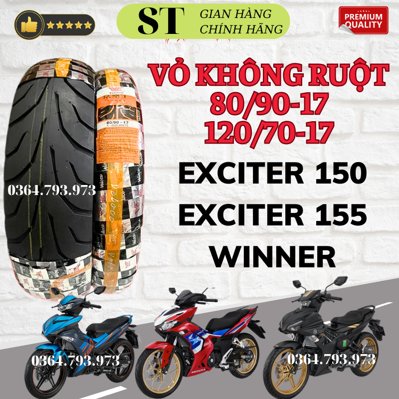 1 Cặp vỏ lốp không ruột xe exciter 150- exciter 155 -winner