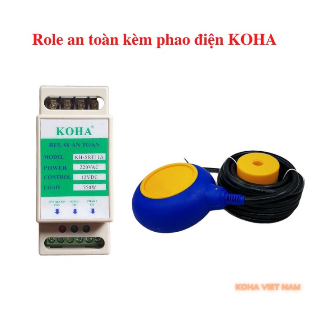 Rơ le an toàn cho phao điện KOHA, Bộ chuyển nguồn 220V sang 12V chống giật điện máy bơm nước