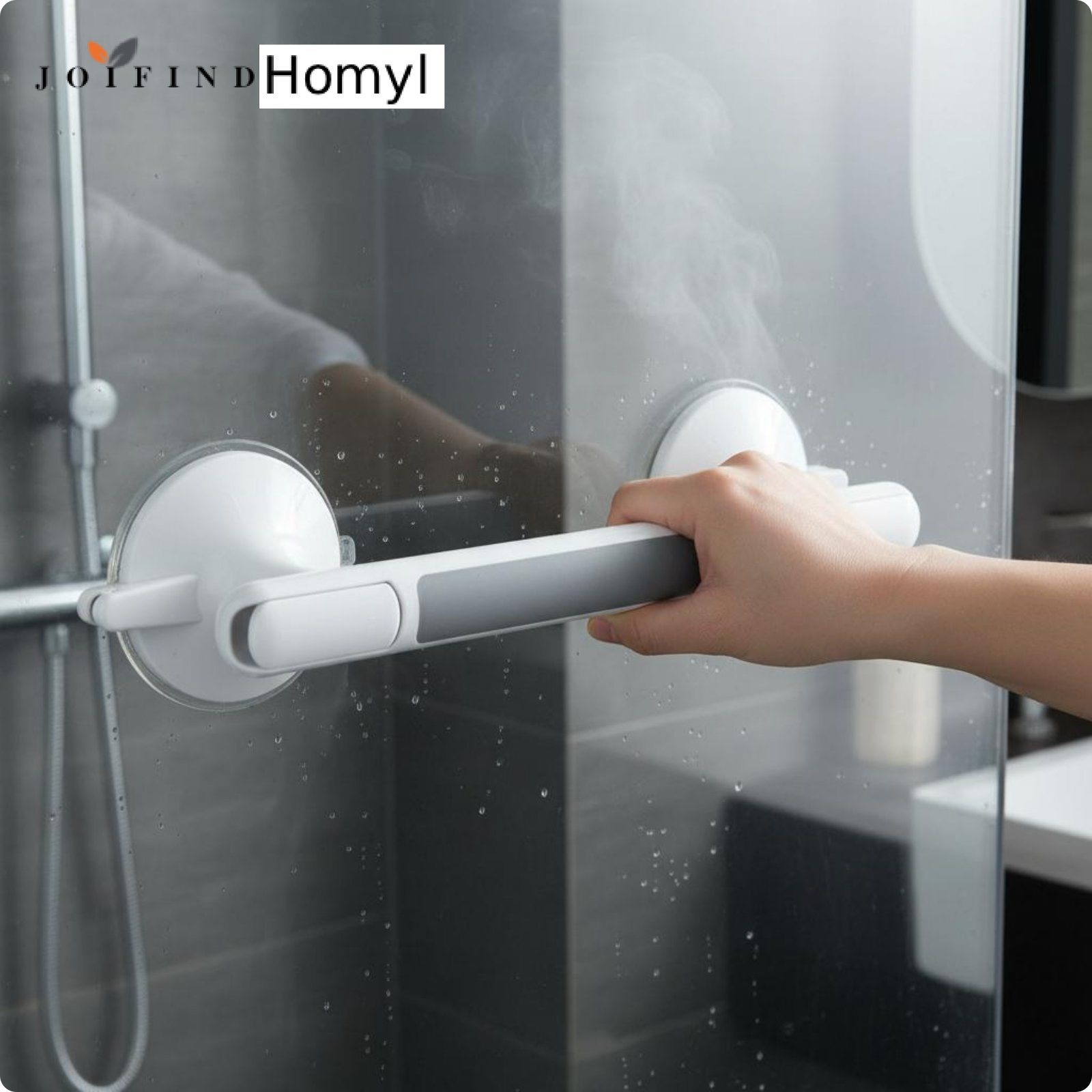 Homyl No Drill Suction Grab Bar Elderly Friendly Suction Shower Grab Bar Removable Bath Wall Support Handle Anti Slip for Glass Door ราคา 342 บาท*ส่งฟรี