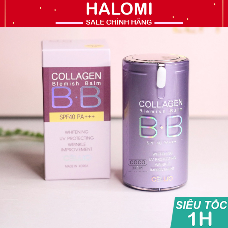 Kem nền Collagen BB Cellio Hàn Quốc nâng tone trắng da đa năng SPF40