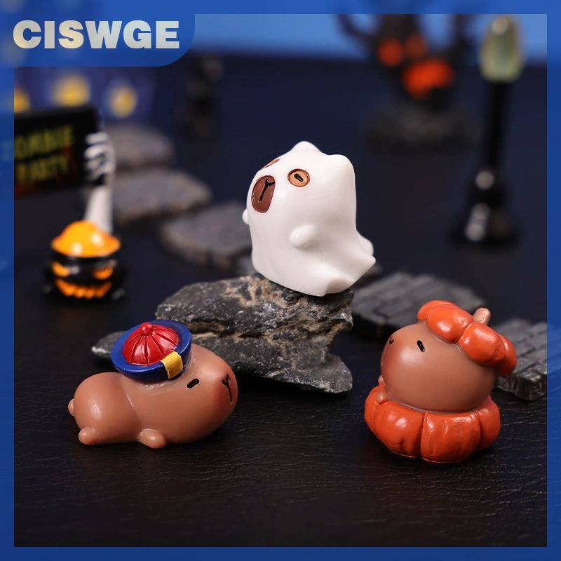 CISWGE 8Pcs Capybaras Ghost Halloween Decorations Miniature Capibara Collection Home Decorative Figurines Micro Landscape DIY