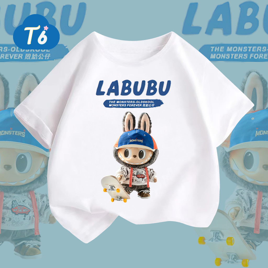 T6🔥New🔥เสื้อยืด cotton แขนสั้น Labubu ใส่สบายมาก 100% Cotton 6สี 100-144 ราคา 149 บาท*ส่งฟรี