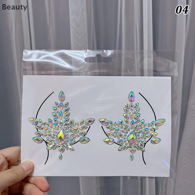 [beauty] Miếng dán hình xăm Kim Cương ngực trang sức mặt kim cương giả 3D trang điểm cơ thể làm đẹp 