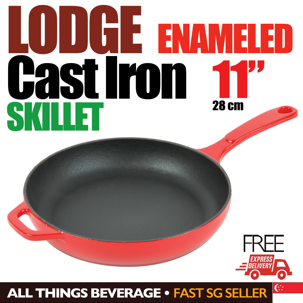 Lodge Enameled Cast Iron Skillet 11 28cm 1 Day FREE Delivery Singapore