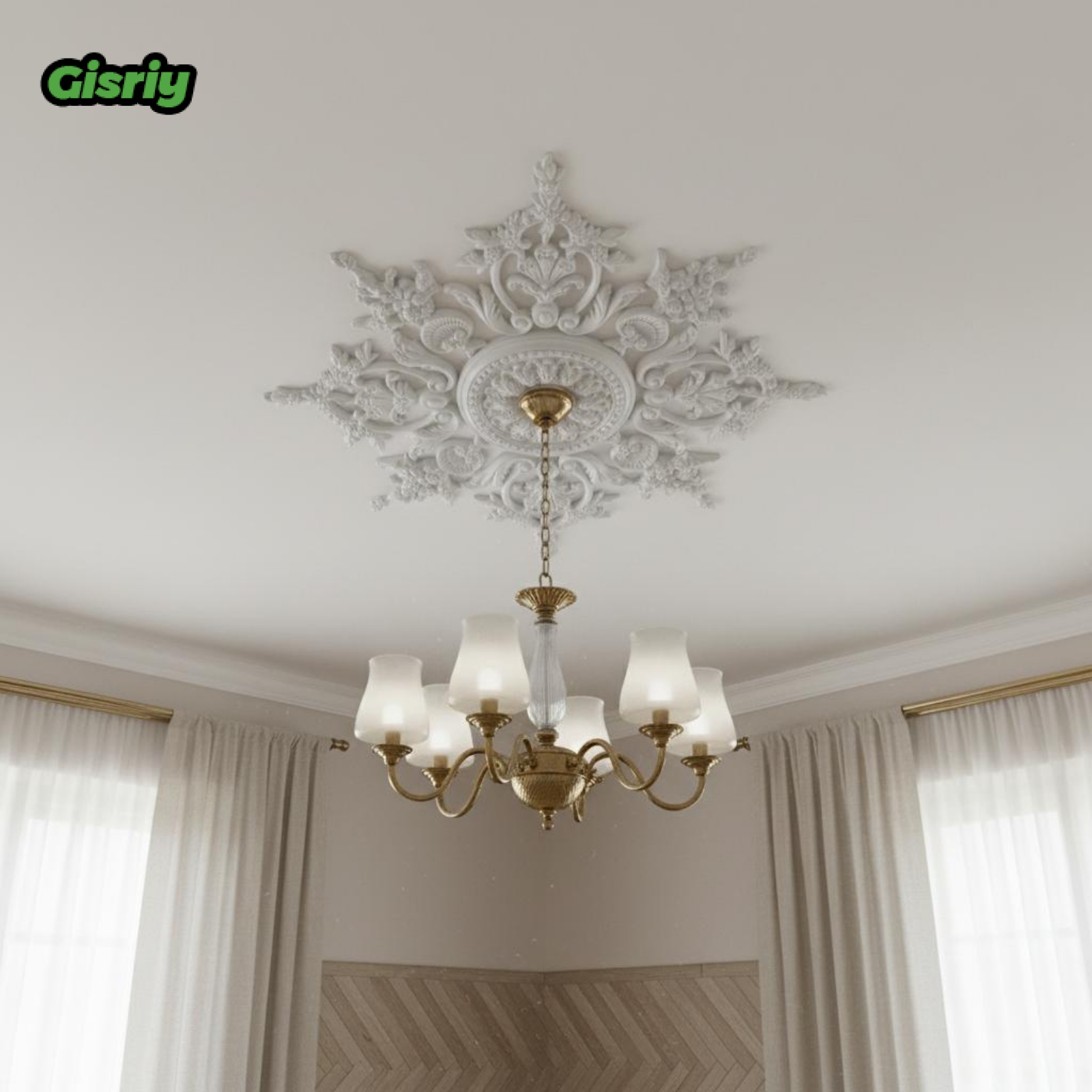MagiDeal Scrollwork French-Design Ceiling Medallion Relief Design Floral Ceiling Panel Ornate Embossed Lamp Hole Cover White ราคา 3,596 บาท*ส่งฟรี
