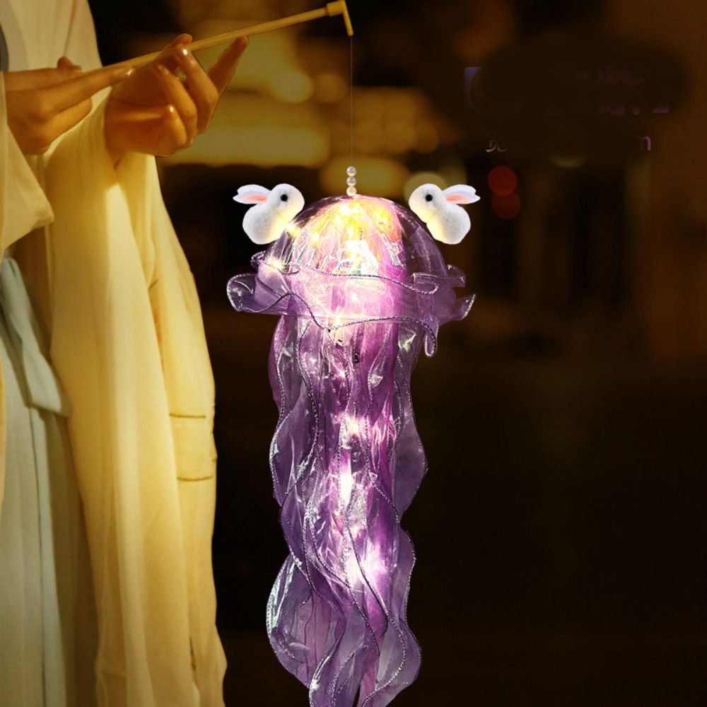 MINOA Colorful Colorful Jellyfish Lantern Funny Luminous Jellyfish Lamp Ancient DIY Handheld Ocean Animals Mid Autumn Festival