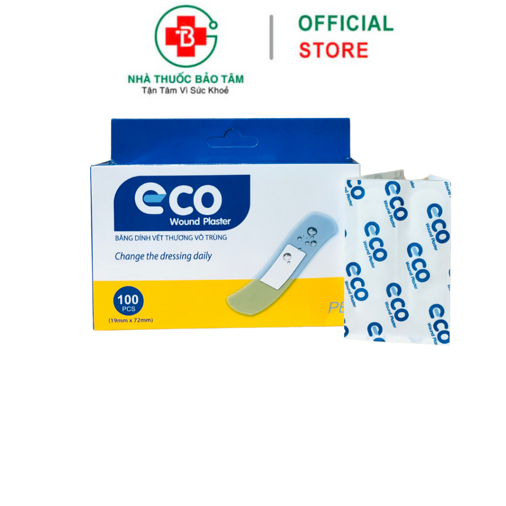 Băng dán cá nhân y tế Eco bản trong suốt - Hộp 100 miếng 19mmx72mm