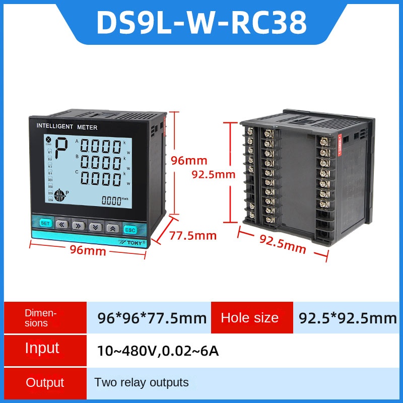 Đồng Hồ Đo Điện 3 Pha DS7L/DS9L-W-RC38/A30 - TOKY | Đo Điện Áp, Dòng Điện, Công Suất, Kết Qủa Đo Chính Xác - DS9L-W-RC38