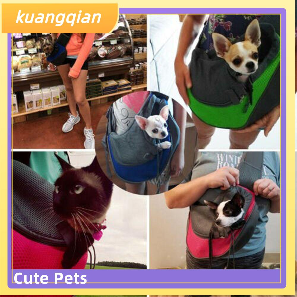 KUANGQIAN Fashion Zipper Breathable Mesh Pet Travel Bag Sling Shoulder Bag