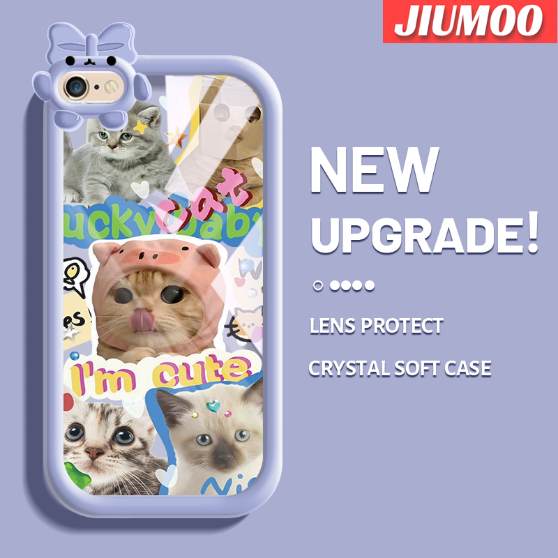 Jiumoo ốp cho iPhone 6 Plus 6S Plus 7 Plus 8 Plus ốp lưng hoạt hình dễ thương mèo nhiều màu sắc con quỷ nhỏ ống kính máy ảnh mềm mại rõ ràng ốp điện thoại chống sốc silicone đơn giản vỏ bảo vệ ốp trong suốt sáng tạo