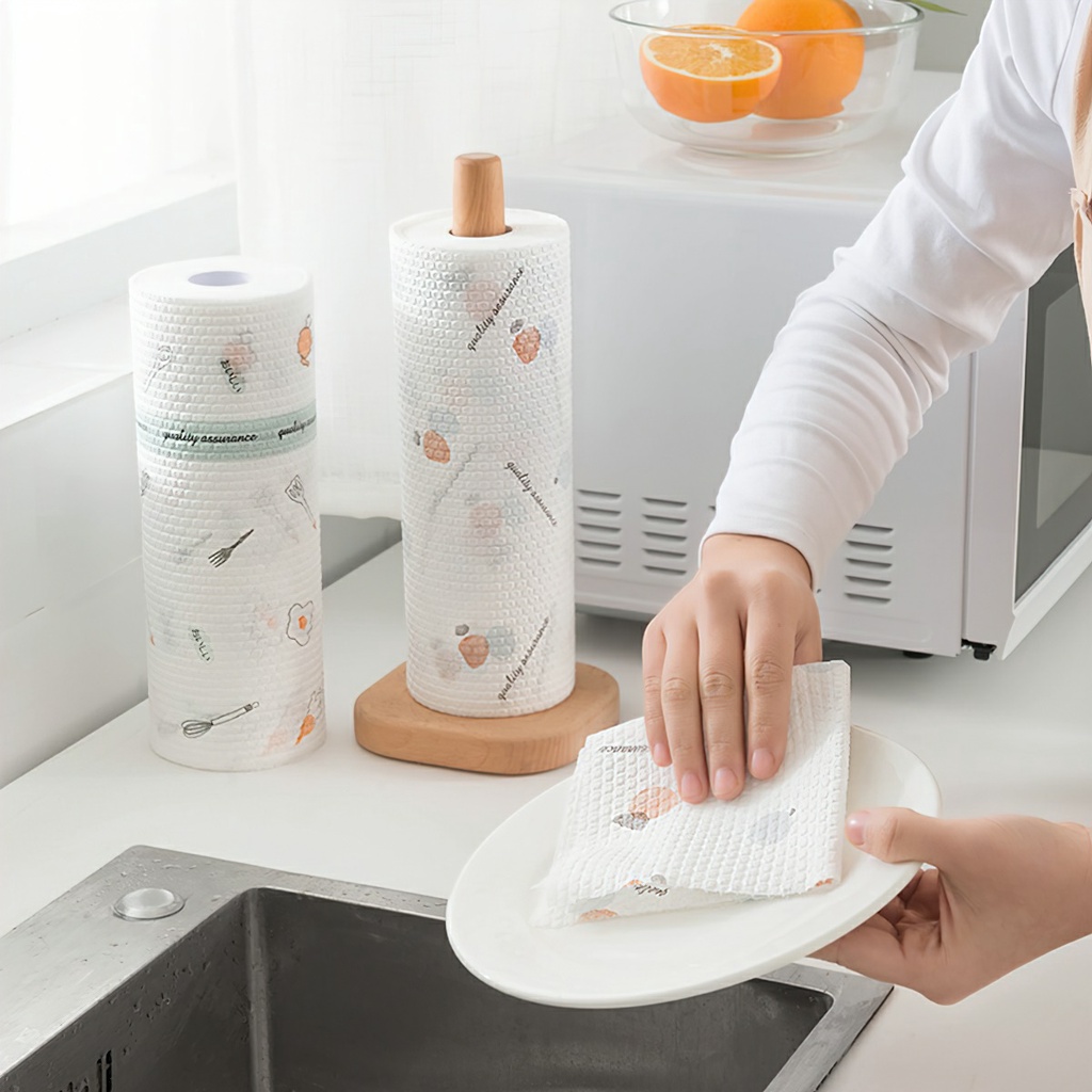 Cuộn Khăn Giấy Lau Chén Dĩa Đa Năng Thấm Hút Dầu Dùng Một Lần Màu Ngẫu Nhiên -Lumbley