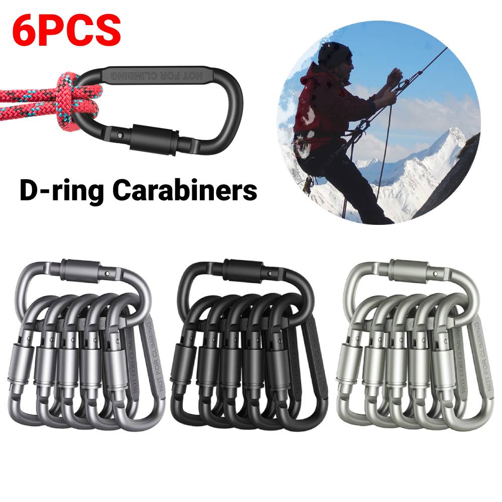 LUC 6pcs bold D-shaped keychain shape hook buckle clip rock climbing
