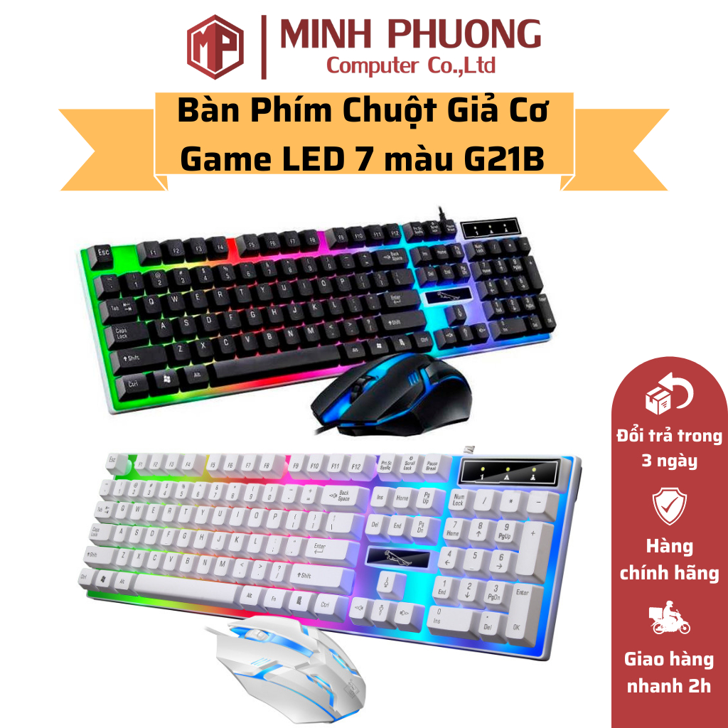 (Ưu đãi lớn) Bàn Phím Chuột Giả Cơ  Game LED 7 màu G21B