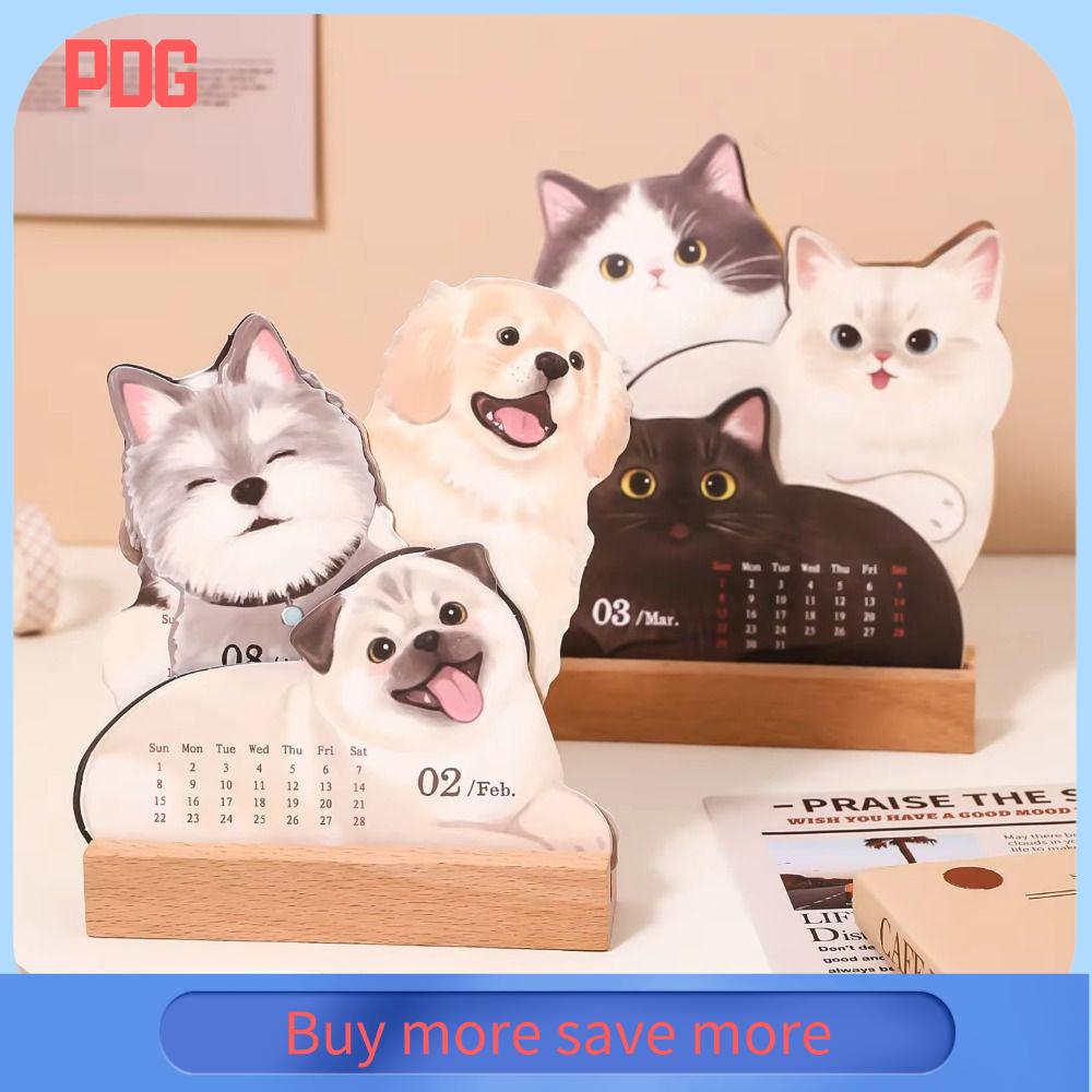 PDG Loạt phim mèo chó Lịch để bàn 3D Tự làm Dễ thương Công cụ lập kế hoạch 2026 Sự đơn giản Người tổ chức chương trình nghị sự Bàn làm việc tại nhà