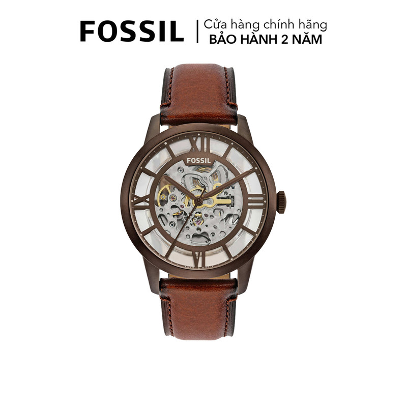 Đồng hồ cơ nam fossil townsman automatic, mặt 44 mm, dây da - màu nâu, me3225