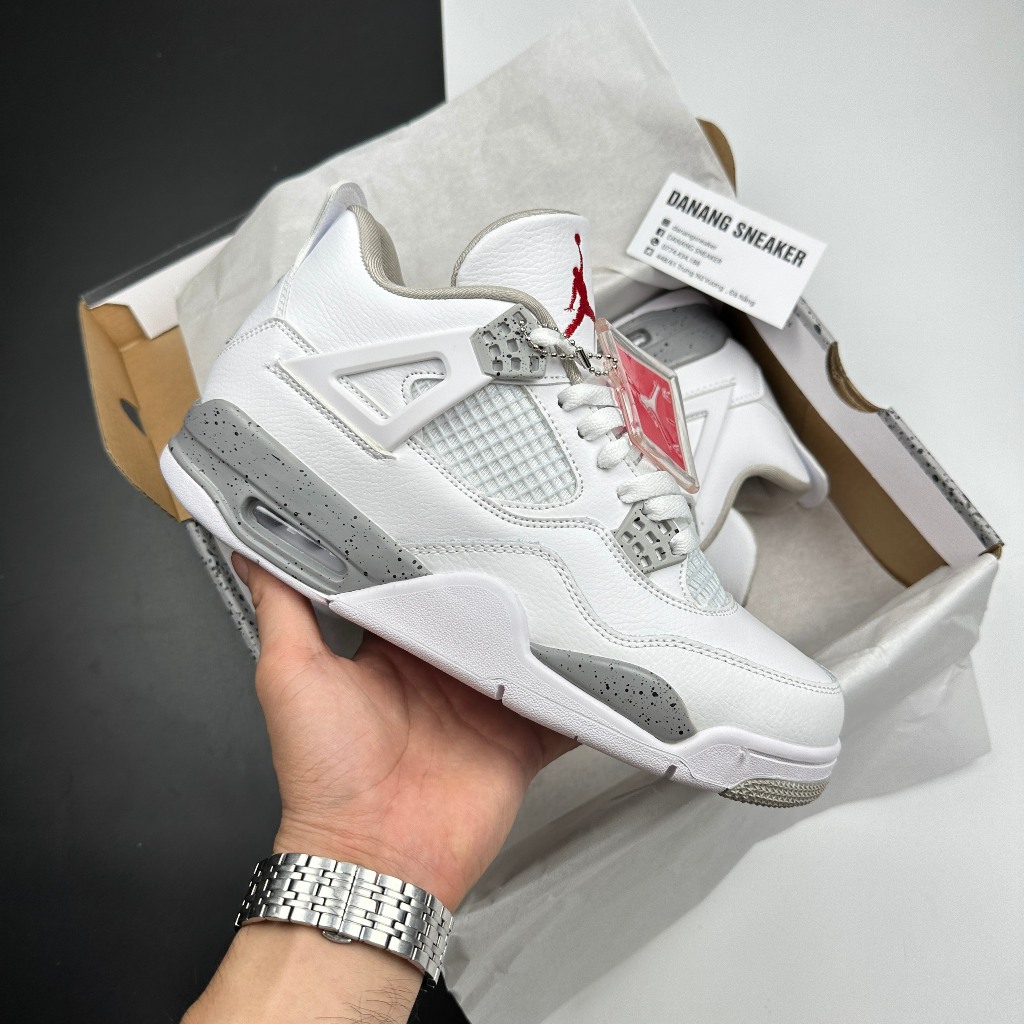 621[ Ảnh Thật] Giày Thể Thao JD/4 White Oreo  Giày JD/4 Trắng Xám Đỏ Bản Cao Cấp Full Size 36-44