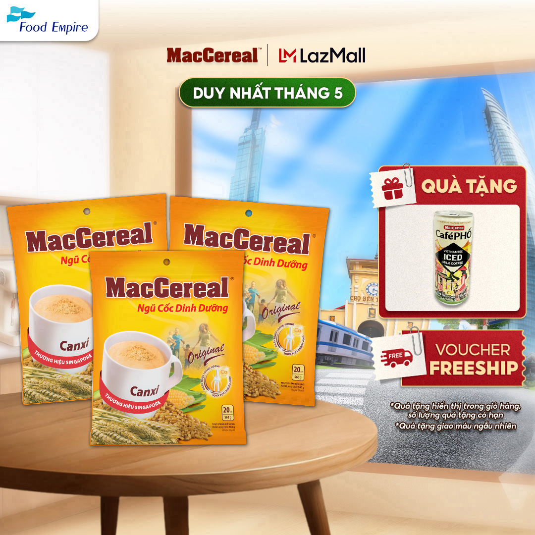 Combo 3 túi Bột ngũ cốc dinh dưỡng Canxi - MacCereal (túi 20 gói x 28g)