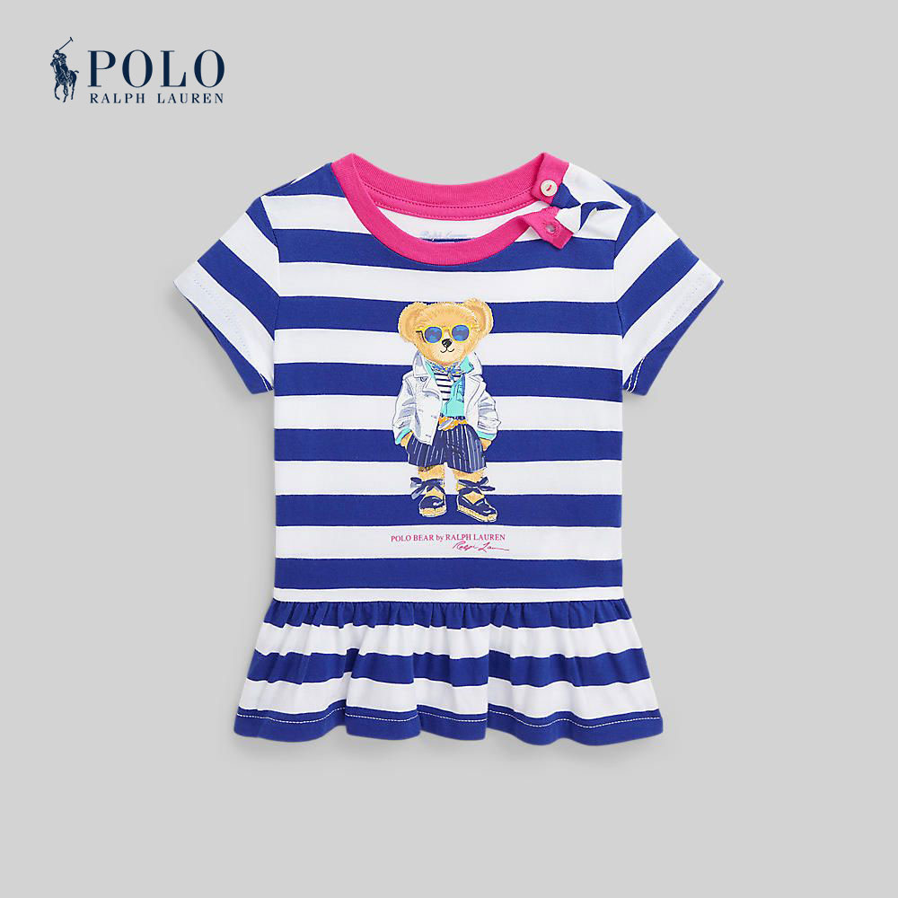 Polo Ralph Lauren Kids Baby Girl Tee-Polo Bear Cotton Jersey Peplum Tee CWPOTSHF8020110 400 Blue ราคา 3,900 บาท*ส่งฟรี