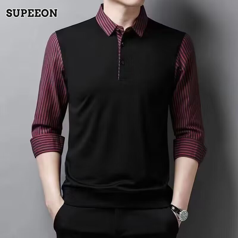 SUPEEON New long-sleeved T-shirt men s casual long sleeved shirts middle