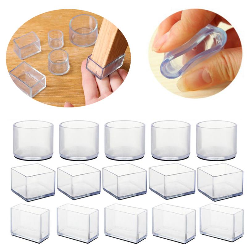 4pc/set Table Chair Leg Caps Cups Non-Slip Covers Furniture Feet Floor Protectors Transparent Round Bottom Socks Silicone Pads ราคา 3 บาท*ส่งฟรี
