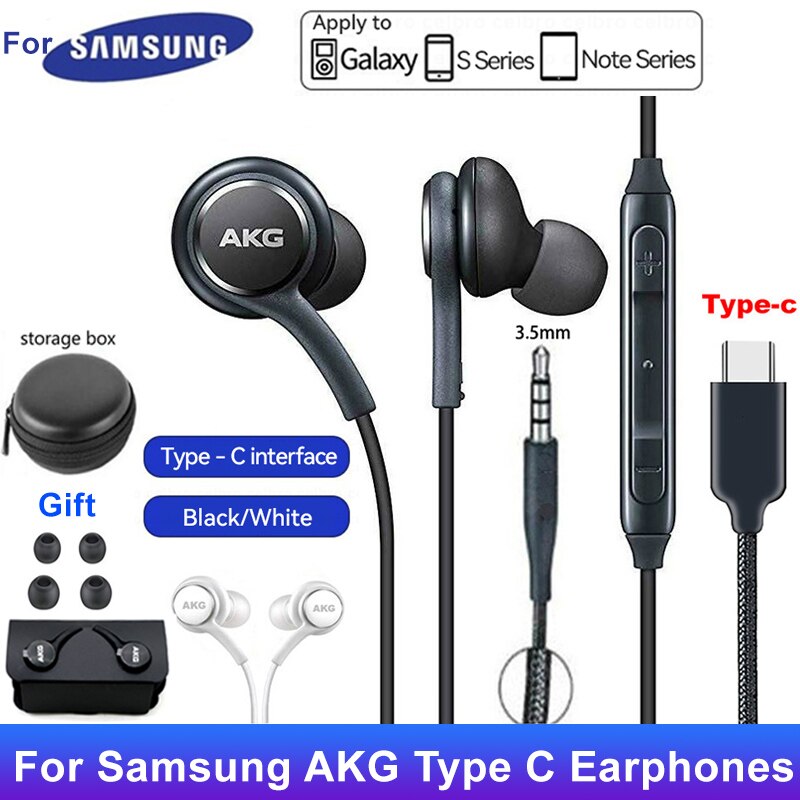 หูฟังพร้อมไมโครโฟนหูฟังแบบใช้สายหูฟัง AKG Type C ของแท้สำหรับ Samsung Galaxy S23 Note20 S21 S22มาก A34 A54 3.5มม. ชุดหูฟัง ราคา  434 บาท*ส่งฟรี