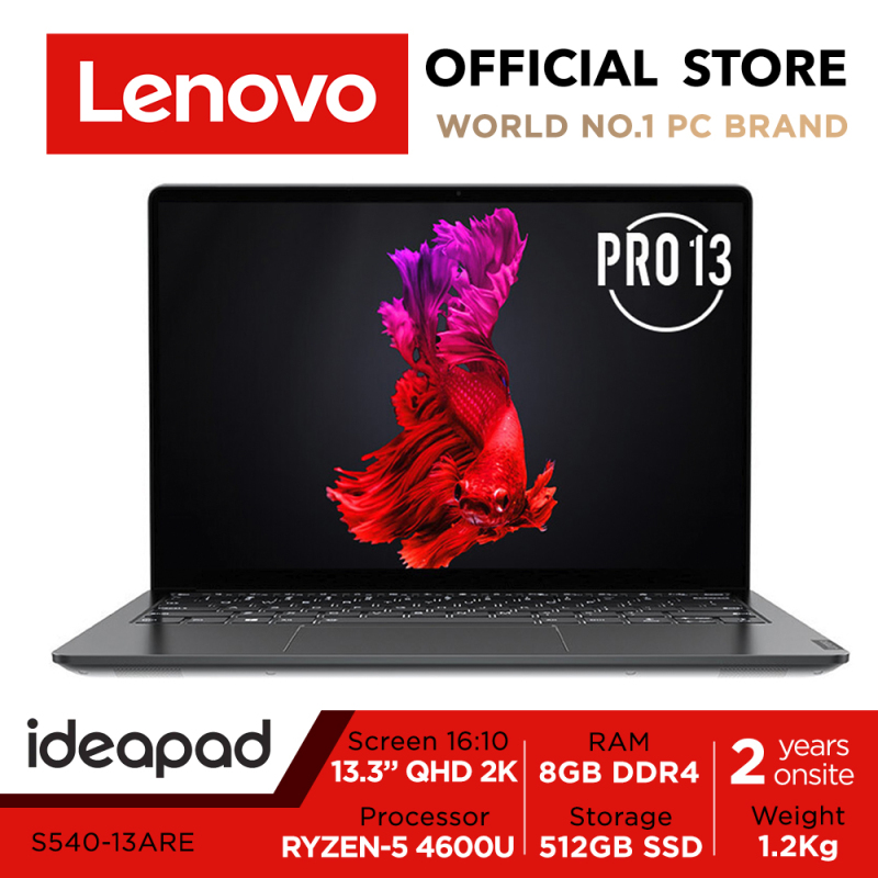 Lenovo ideapad S540 | 13.3inch QHD 2K | Ryzen 5 4600U | 8GB RAM | 512GB SSD | 1.2Kg | Black color
