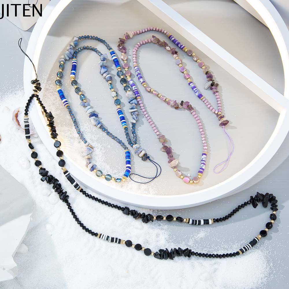 JITEN Quà tặng cho phụ nữ Vỏ cho điện thoại di động Dây treo trang sức Đính hạt pha lê Chuỗi hạt Phụ kiện thời trang Dây buộc chống thất lạc Dây đeo điện thoại di động Dây gốm mềm Dây buộc điện thoại di động Dây buộc điện thoại di động