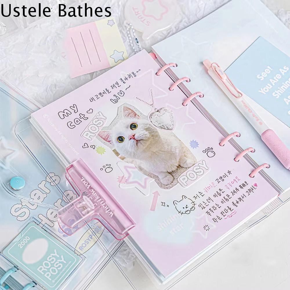 USTELE Thủ công Sổ tay rời Hoạt hình dễ thương Sổ ghi chép có nút bấm Sổ tay nhật ký ngôi sao Bền Thiết thực Sổ tay đủ màu Tự làm