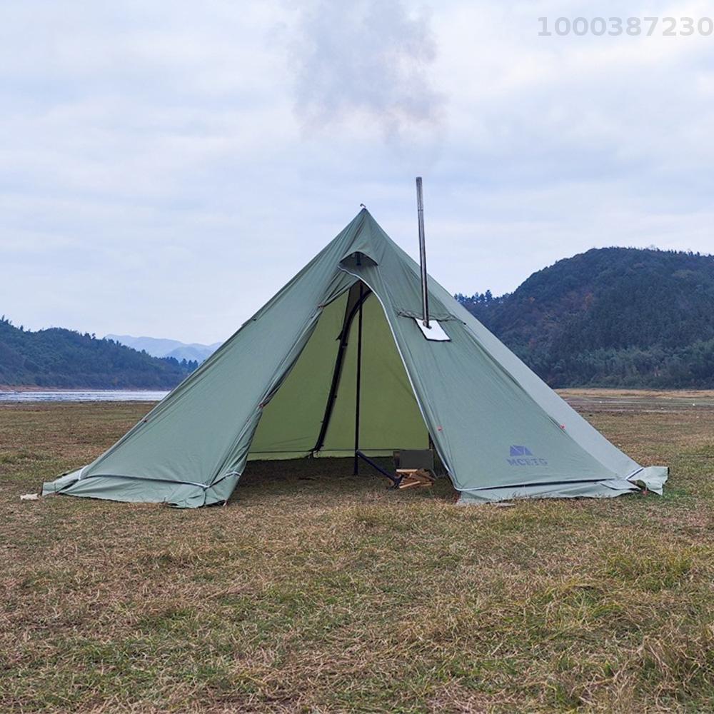 【100% Authentic】Lixada 5-8 People Tipi Hot Tent with Stove Jack Camping Pyramid Teepee Tent for Camping Backpacking Hiking · v25