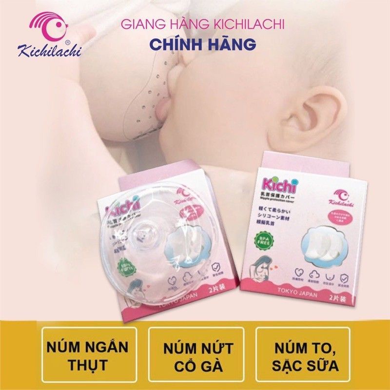Hộp 2 Chiếc Trợ Ty Silicon KICHI Cho Mẹ Ti Ngắn ,Ti Thụt, Nứt Cổ Gà Cho Mẹ