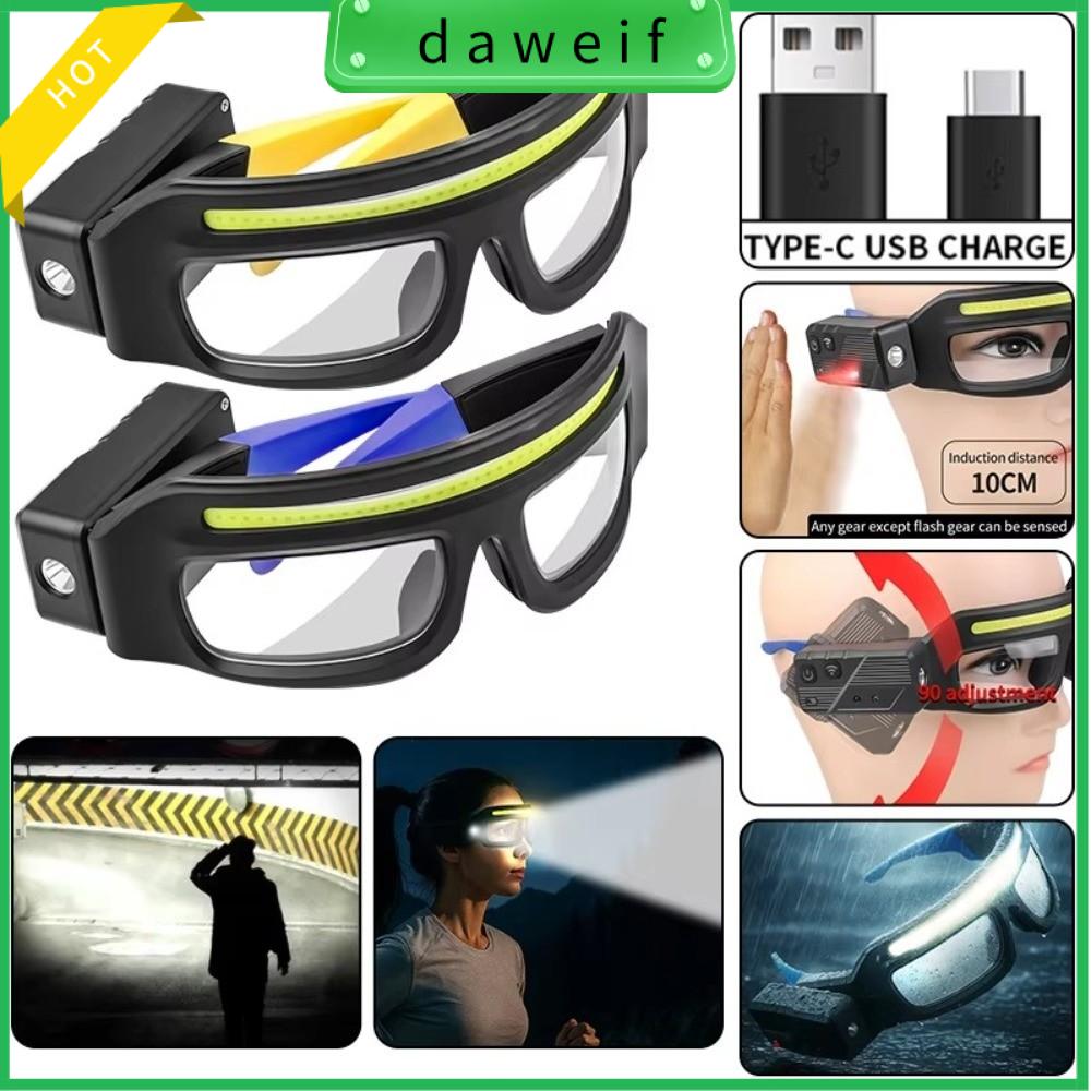 DAWEIF Đa chức năng Đèn pha không cần dùng tay Điều khiển cảm biến sóng 5 chế độ Đèn pha LED Siêu nhẹ Độ sáng cao Đèn pha cảnh báo Đạp xe