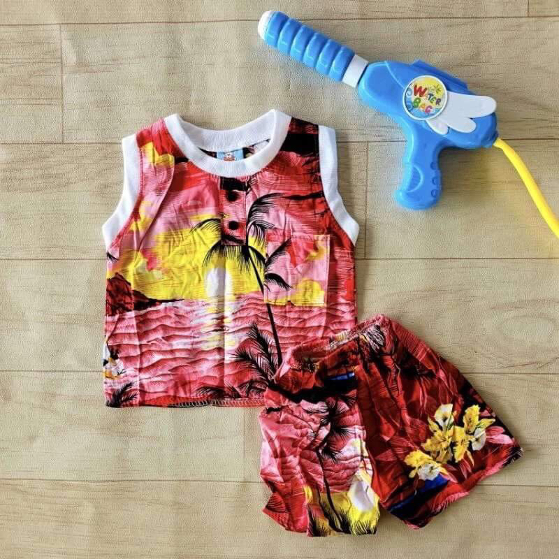 ชุดฮาวายเด็ก ชุดสงกรานต์ เที่ยวทะล เสื้อกล้าม+กางเกงขาสั้น ราคาถูก ราคา 75 บาท*ส่งฟรี