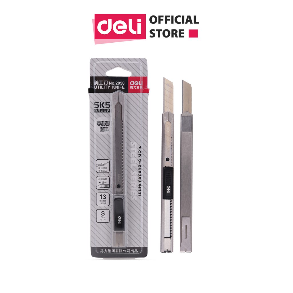 Dao Rọc Giấy Kim Loại Deli Đa Năng, An Toàn và Tiện Dụng - Lưỡi Thép SK5 Siêu Sắc Bén và Bền Bỉ, Thiết Kế Ergonomic Cho Cảm Giác Cầm Nắm Thoải Mái - Phù Hợp Cho Mọi Nhu Cầu Cắt Giấy Trong Môi Trường Văn Phòng, Nghệ Thuật, và Sử Dụng Hàng Ngày