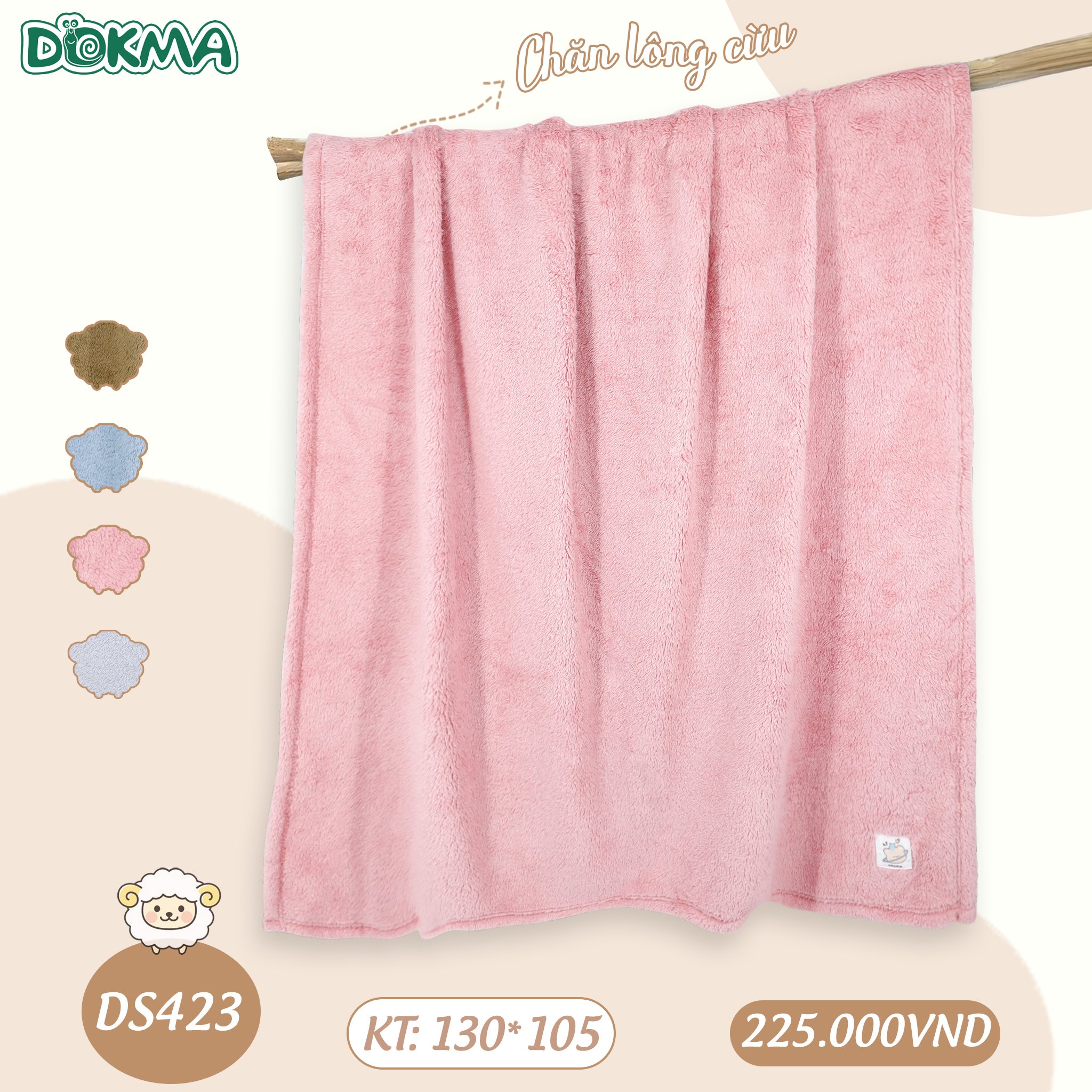 CAO CẤP - Chăn lông cừu thu đông DOKMA ấm áp mềm mại dày dặn cho bé trai - bé gái (KT: 130 x 105cm -