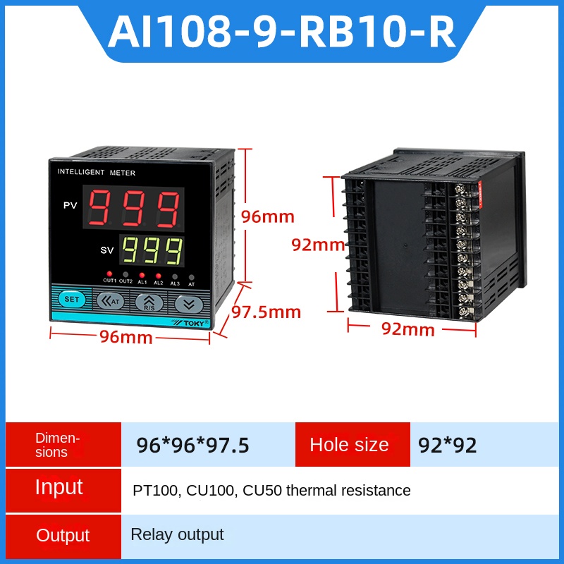 Bộ Điều Khiển Nhiệt Độ AI108-4/6/7/9-RB10/SB10-T-R - TOKY | Vi Máy Tính | Phạm Vi Đo Linh Hoạt | Điện Áp 100-240V - AI108-9-RB10-R