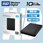 WD 1TB/2TB USB 3.0 Portable External Hard Drive + Pouch