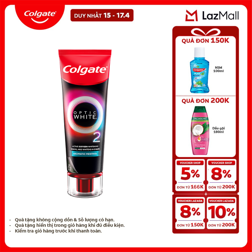 [Chỉ 15-17.4_X2 Voucher giảm đến 18%] Kem Đánh Răng Colgate trắng răng đột phá CHỈ TRONG 3 NGÀY Optic White O2 với Oxy Hoạt Tính 85g/ tuýp