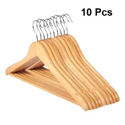 10pcs Solid Wood Hanger Non-Slip Hangers Clothes Hangers Shirts Sweaters Dress Hanger Drying Rack for Home