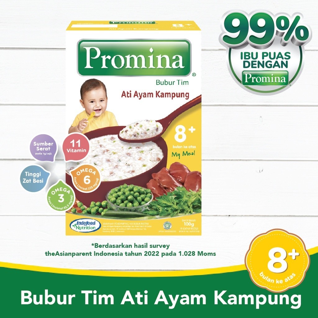 PROMINA Bubur Tim Bayi 8 Bulan+ Salmon Norwegia / Ati Ayam Kampung / Daging Brokoli Box 100gr MPASI Baby 8 Months