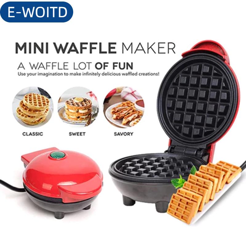 E-WOITD  Chúng tôi cắm cầm tay mini Điện Waffle maker không dính Pan dễ dàng để làm sạch trẻ em ăn sáng máy nướng bánh mỳ bánh trứng bánh sandwich