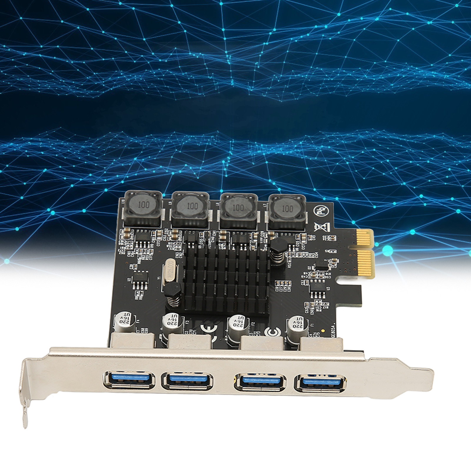 Thẻ mở rộng Fydun PCIE sang USB 4 cổng USB 3.0 Tốc độ cao 5Gbps Bộ điều khiển trung tâm USB3.0 tự cấp nguồn cho các phụ kiện chuyên nghiệp Fydun9xzrfap8ns