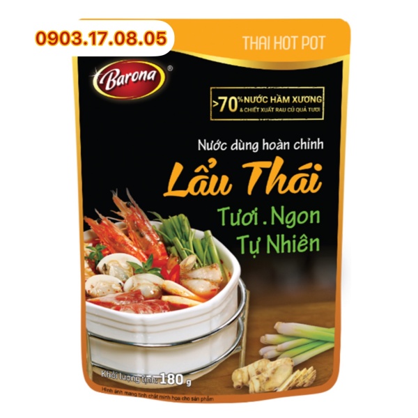 (Hộp 10)Nước dùng hoàn chỉnh Lẩu thái Barona (180gr)