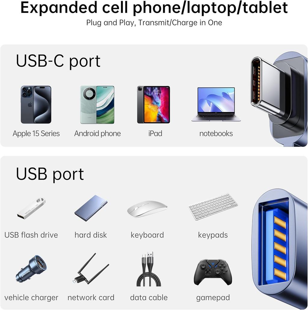 Biaze USB-C Male to USB 3.2 Female Adapter 10Gbps 3