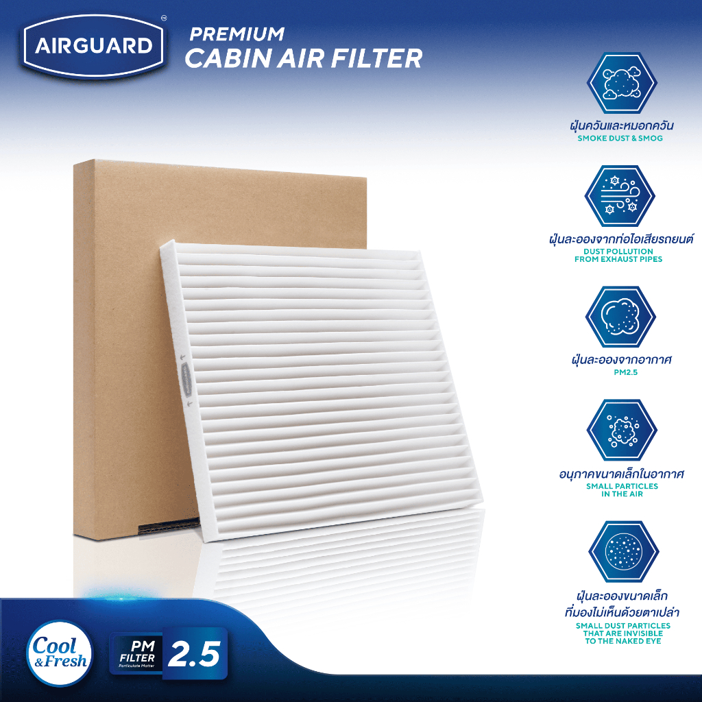 NISSAN TEANA L33 2014-2020 กรองแอร์รถยนต์ AIRGUARD [PM2.5] ราคา 210 บาท*ส่งฟรี