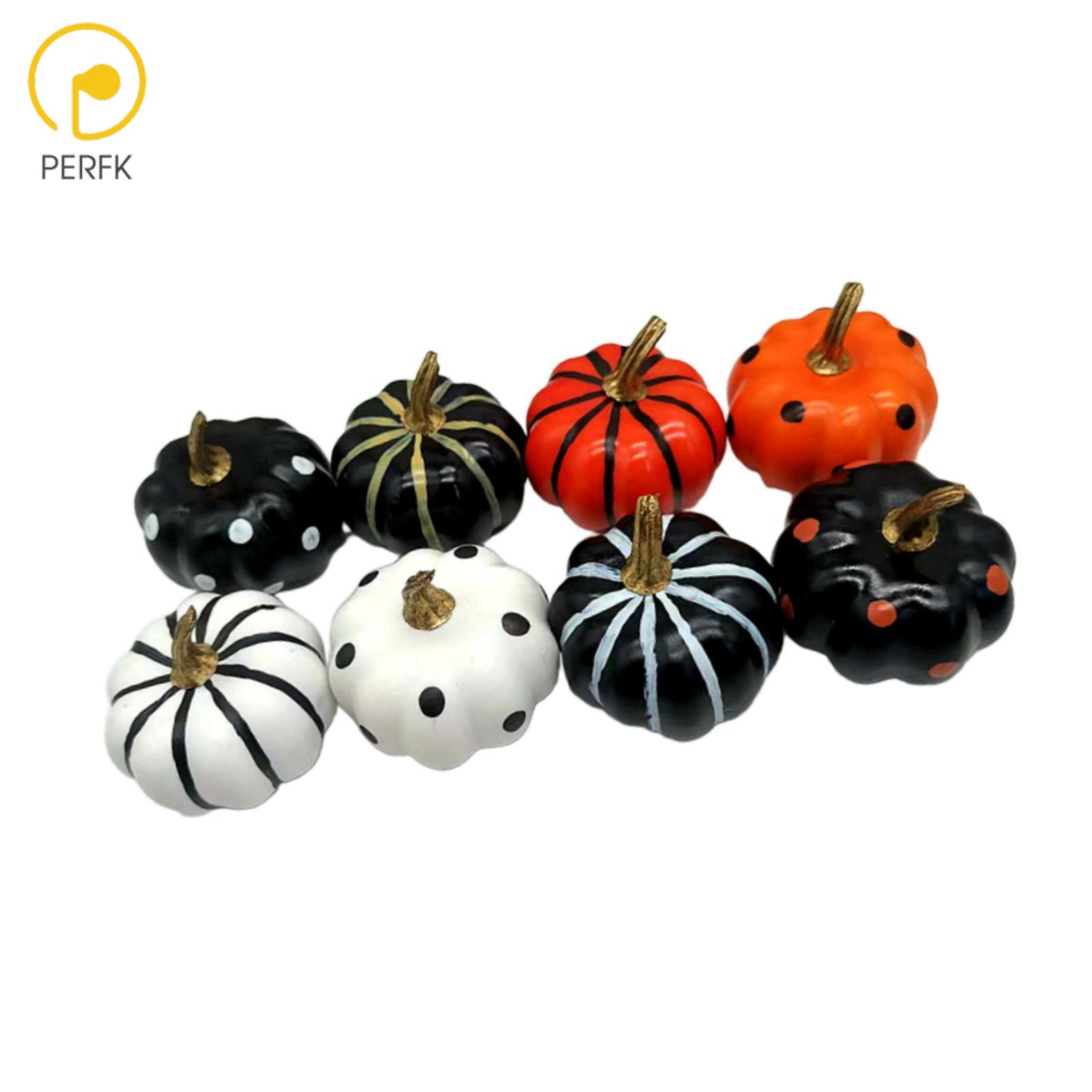 Perfk 8x Artificial Pumpkins Foam Pumpkin Wedding Mini Holiday Craftsmanship Harvest Lifelike Kitchen Thanksgiving Fake Pumpkins ราคา 138 บาท*ส่งฟรี