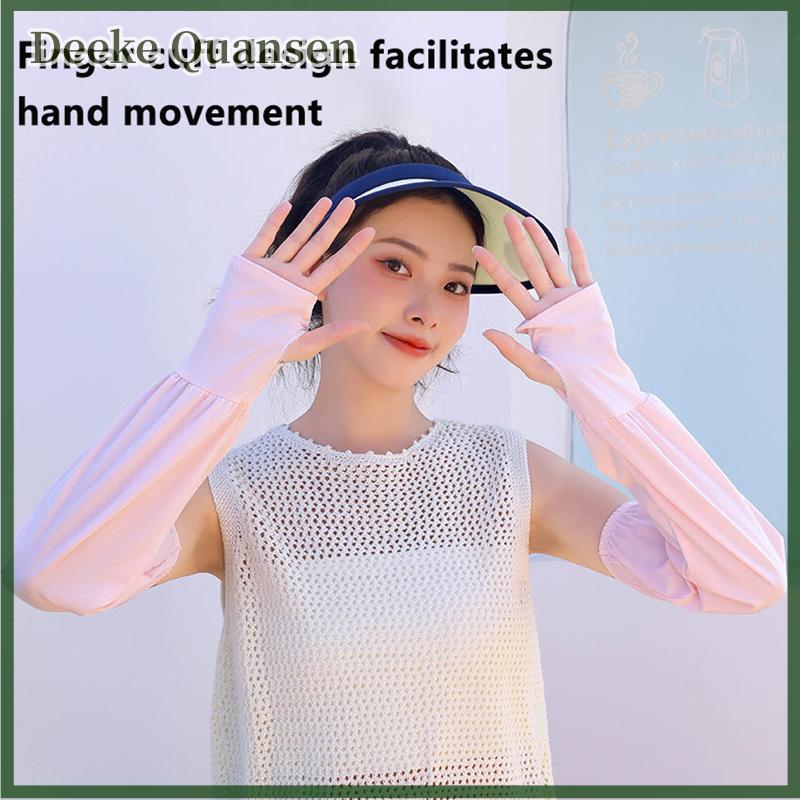 Deeke Kích Thước Lớn Băng Tay Áo Găng Tay Của Phụ Nữ Mùa Hè Lái Xe Mặt Trời Bảo Vệ Cánh Tay Tay Áo Lỏng Thoáng Khí Cánh Tay Bảo Vệ UV Ngoài Trời Oversleeves