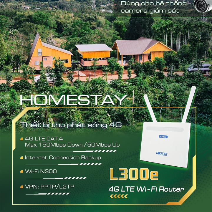 Router 4G LTE WiFi chuẩn N 300Mbps APTEK L300e