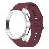 GEEKTHINK เคสกลวง + สายสำหรับ Samsung Galaxy Watch 7/6/5/4 40มม. 44มม. สายซิลิโคน Casing PC เคสกันกระแทกสำหรับ Galaxy 4/6 Classic 43มม./42/46/47มม. Watch 5 Pro 45มม.
