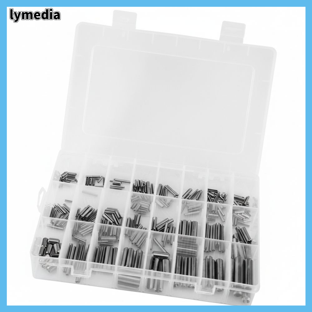 LYMEDIA 280pcs Thép không gỉ Chốt lò xo có rãnh Hệ mét M1.5-M8 Chốt căng lò xo Cấp công nghiệp có hộp Chốt cuộn cho máy móc ô tô,