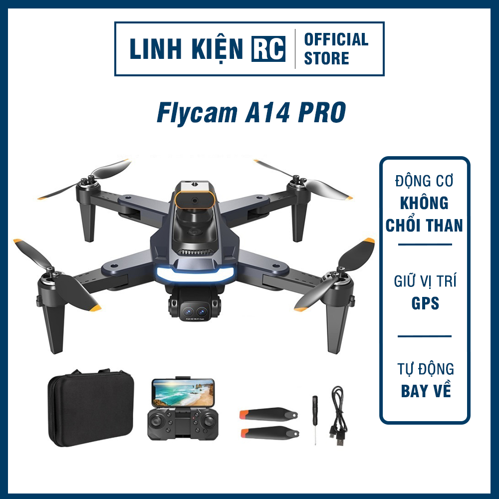 Flycam Giá Rẻ A14 PRO - Có GPЅ Tự Bay Về - Động Cơ Không Chổi Than - Cảm Biến Bụng Giữ Vị Trí - Bay Cực Dễ